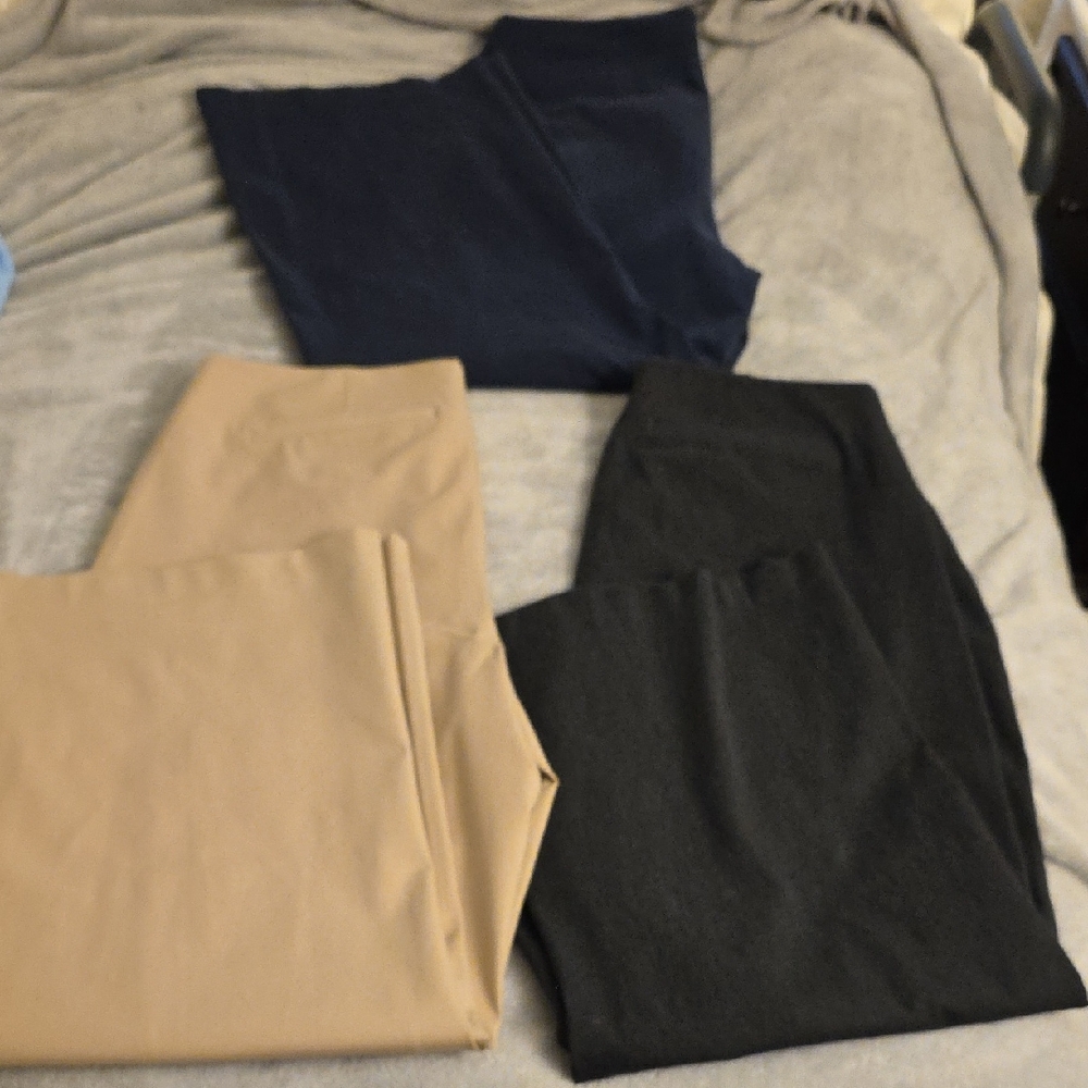 3 Pairs of Old Navy Trixie High-Rise Wide-Leg Pants - Black, Navy and Tan (XL)